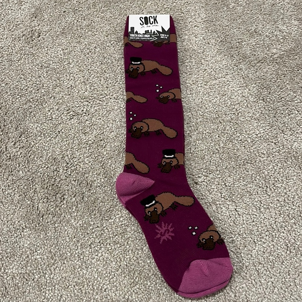 NWT Youth knee high platypus socks